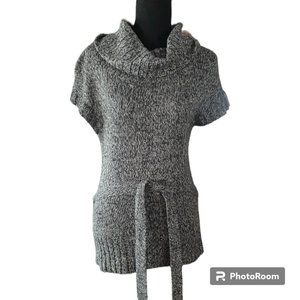 Pink Rose women’s cowl neck belted roll up short sleeve sweater size M